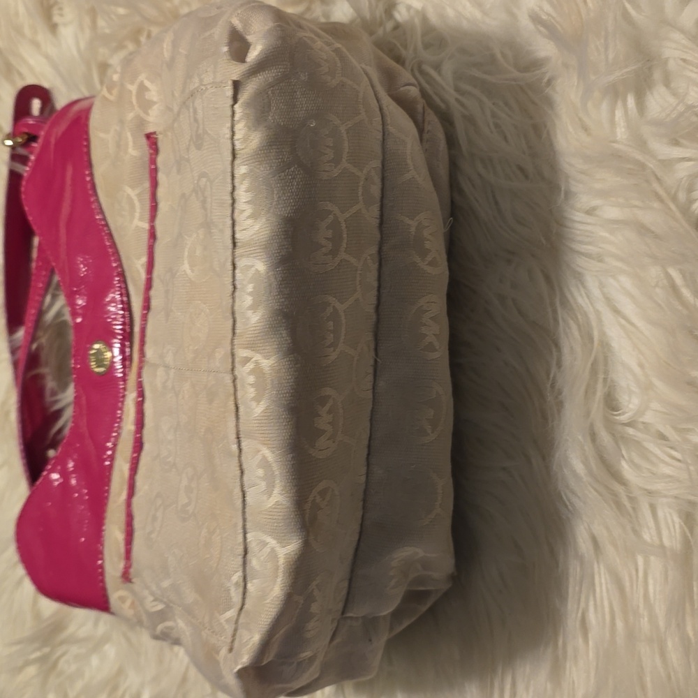 Michael Kors Pink and Tan Woven Shoulder Bag with Braided Straps - Picture 7 of 11